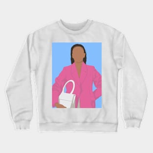 Illustration of a girl in a bright pink jacket Crewneck Sweatshirt